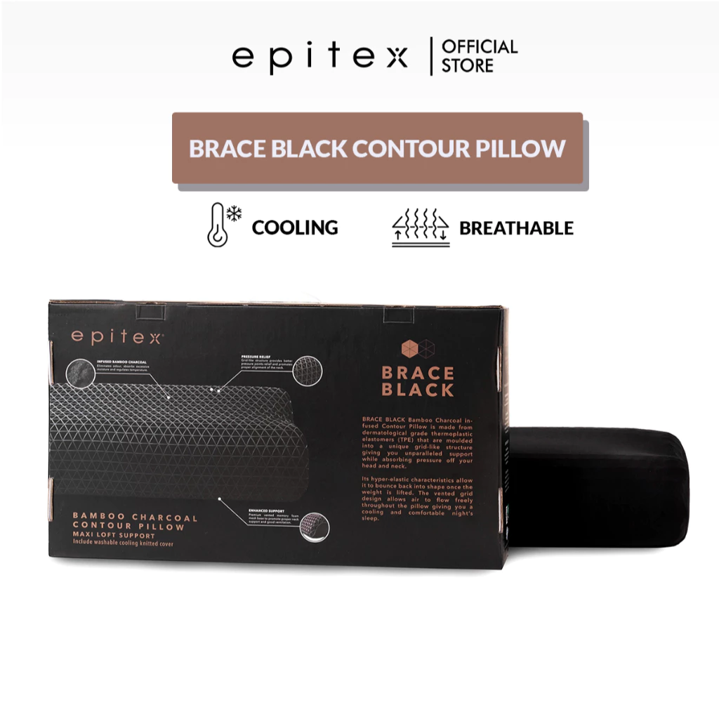 Epitex Brace Black Bamboo Charcoal Contour Pillow
