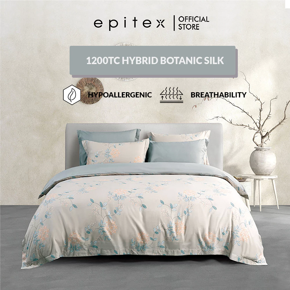 Epitex 1200TC Hybrid Botanic Silk Printed Fitted Sheet Set