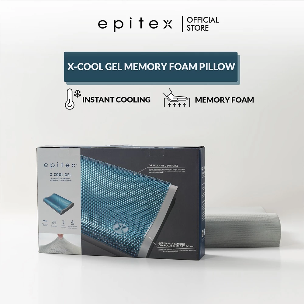 Epitex X-Cool Gel Bamboo Charcoal Memory Foam Pillow